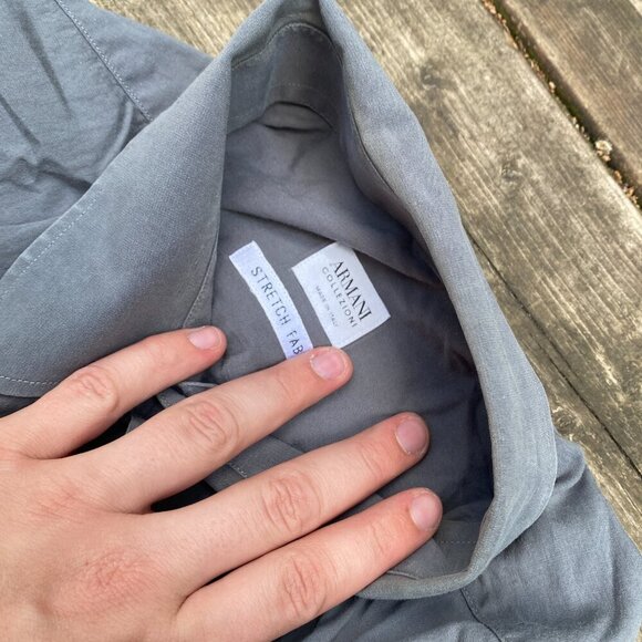 Lot of 2 Armani Dress Shirts Size 17 & 16.5 Blue and Gray - Picture 4 of 13